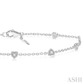 1/6 Ctw Heart Shape Mount Round Cut Diamond Station Bracelet in 10K White Gold